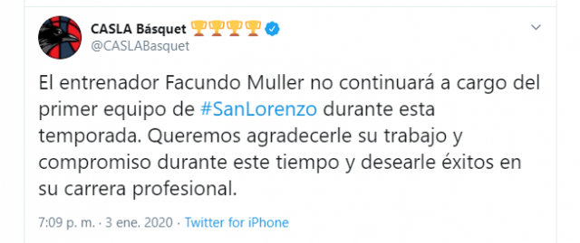 Facundo M�ller dej� de ser el t�cnico de San Lorenzo