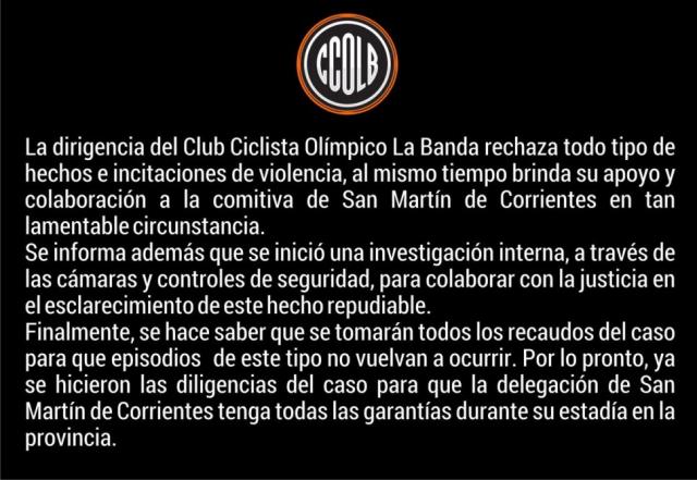 El descargo del club Ol�mpico