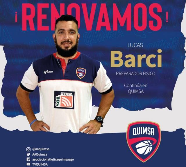 Quimsa confirm� a su preparador f�sico, Lucas Barci