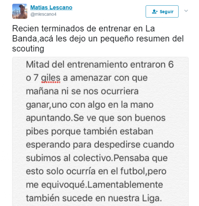 Amenazas al plantel de San Mart�n en La Banda