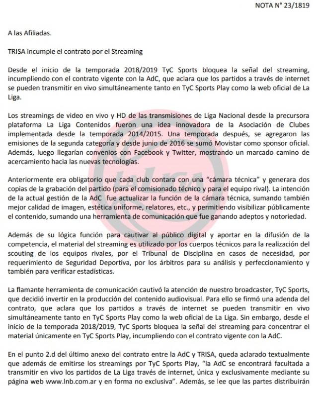 La AdC subi� al ring a TyC por el Streaming